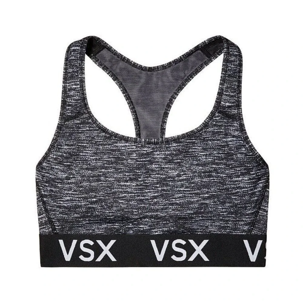 Victoria's Secret VSX Unpadded Sports‎ Bra Women's Size Small Black Spacedye